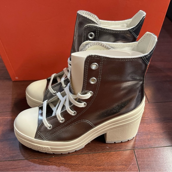 Womens 9 Converse Chuck 70 De Luxe Heel Hi Top Metallic Gunmetal New NO BOX - Picture 7 of 16